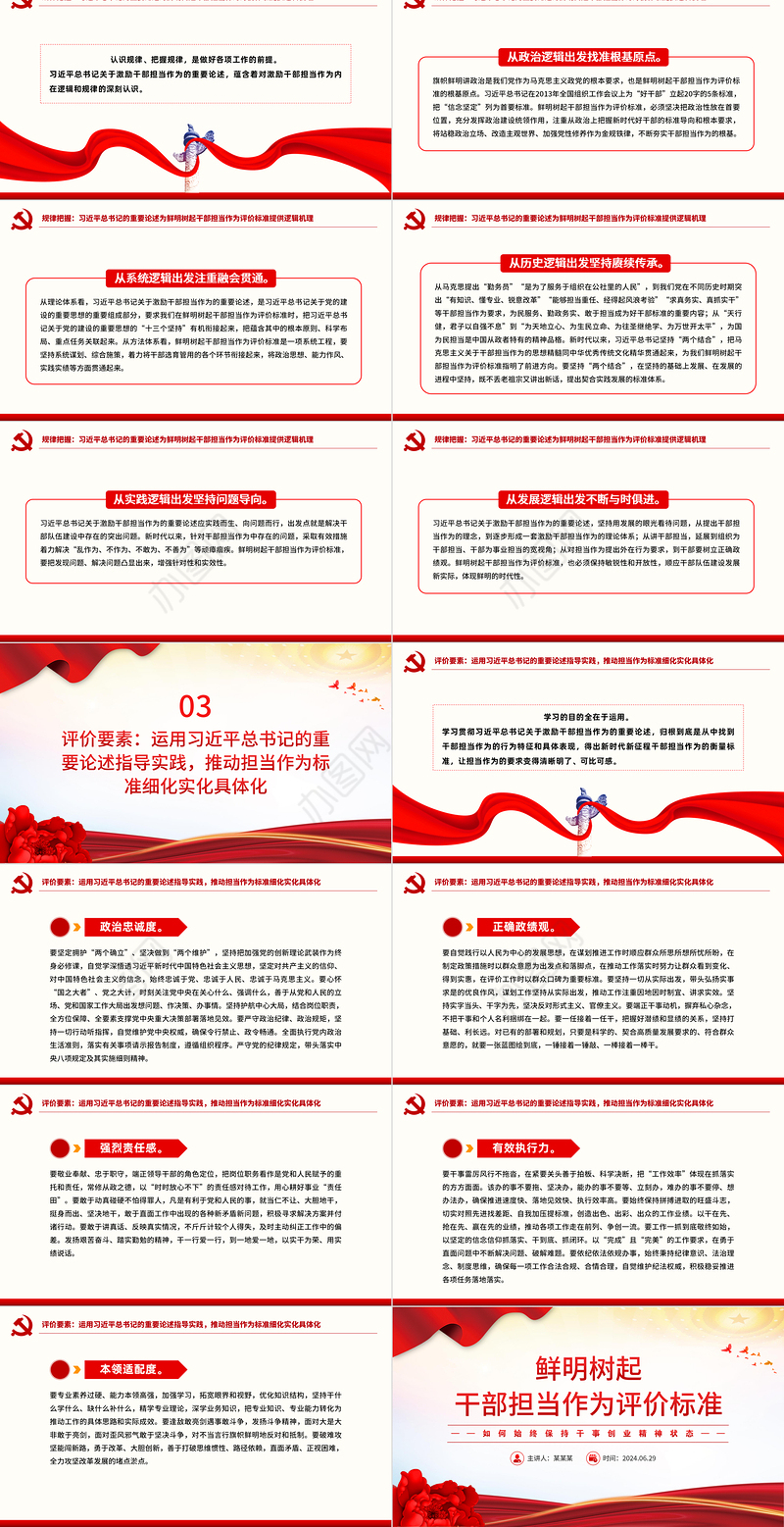 2024鲜明树起干部担当作为评价标准PPT党政风担当作为微党课