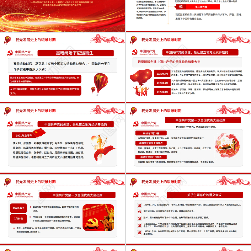 精美大气党的光辉历程PPT中国共产党成立104周年党史学习教育党课课件