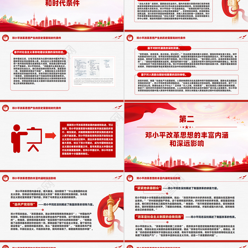 2024邓小平改革思想及其时代价值PPT红色大气邓小平理论课件