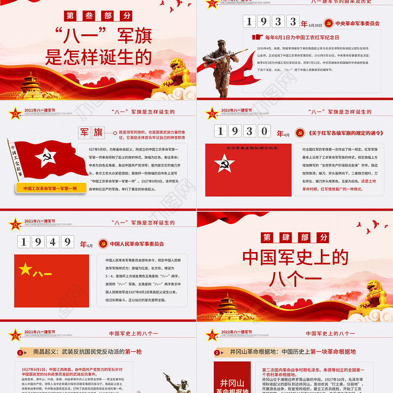 热烈庆祝中国人民解放军建军97周年PPT红色大气铁血铸军魂建军节课件