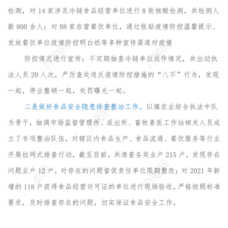 XX市2021年度食品安全工作情况的报告