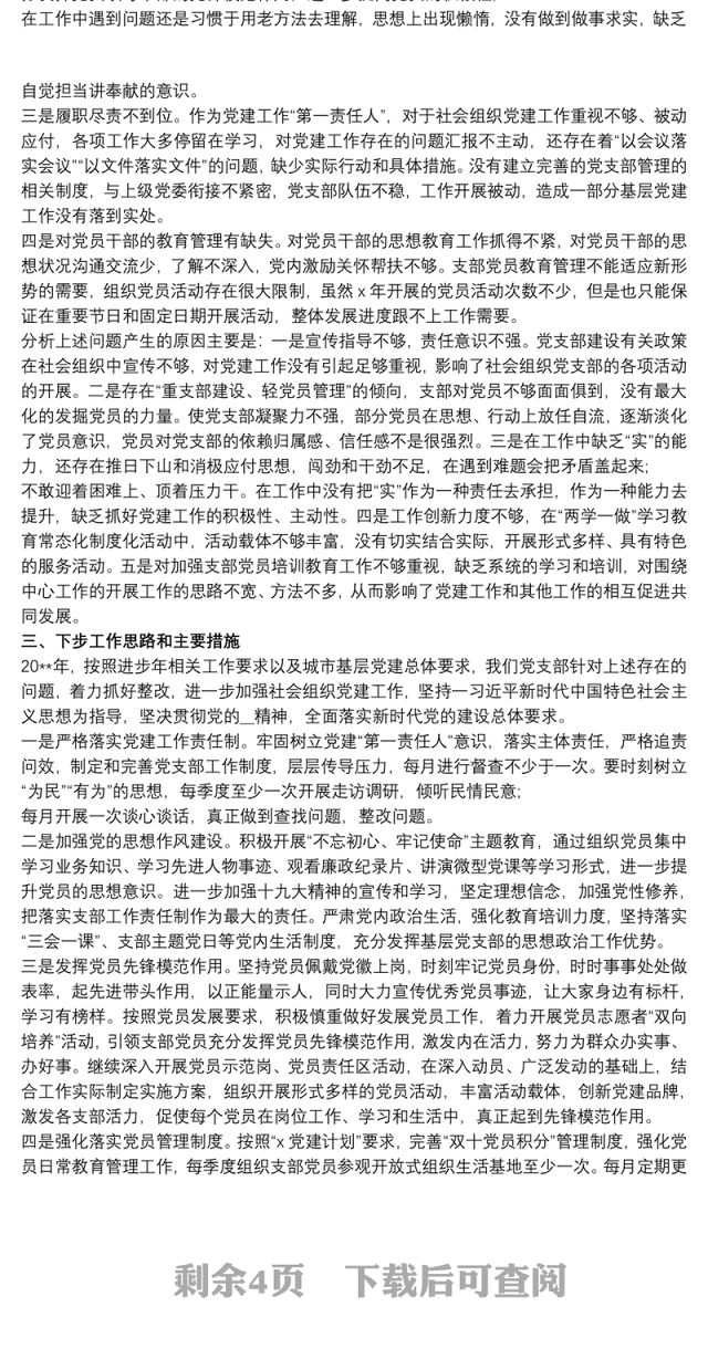 20xx年社会组织党支部书记抓基层党建工作述职报告