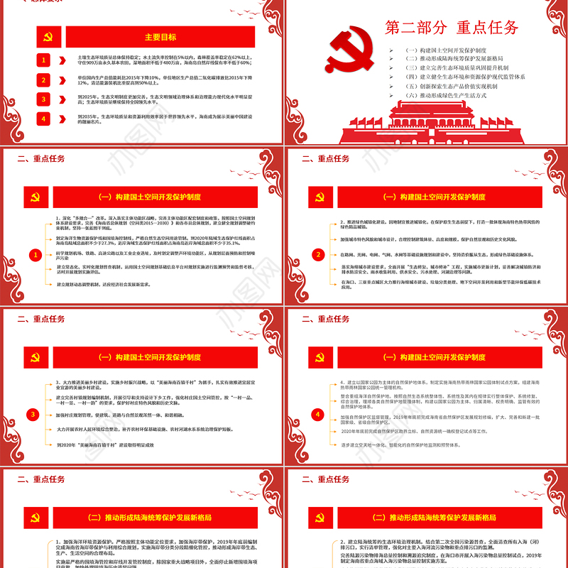 红色中国风地域党课之国家生态文明试验区（海南）实施方案学习海南党课PPT