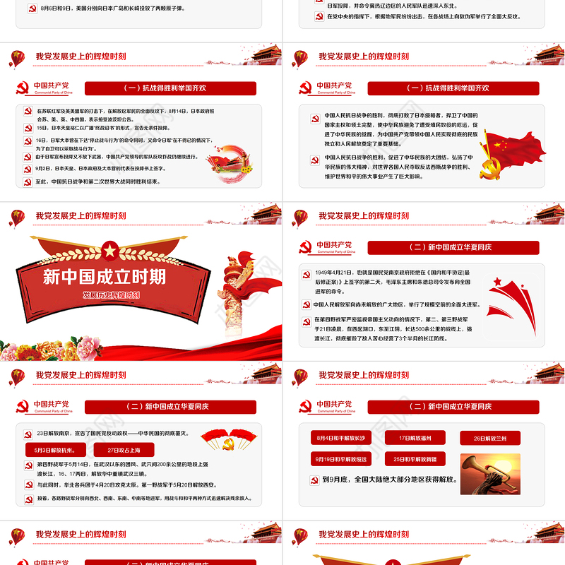 党政党建党课100周年七一党课光辉历程PPT动态模板党政党