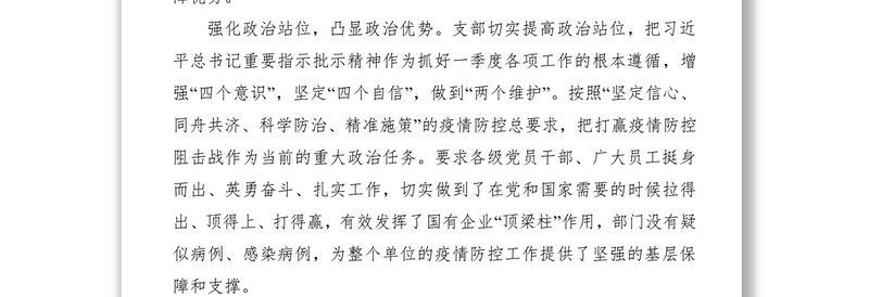 党支部2020年一季度党建工作总结