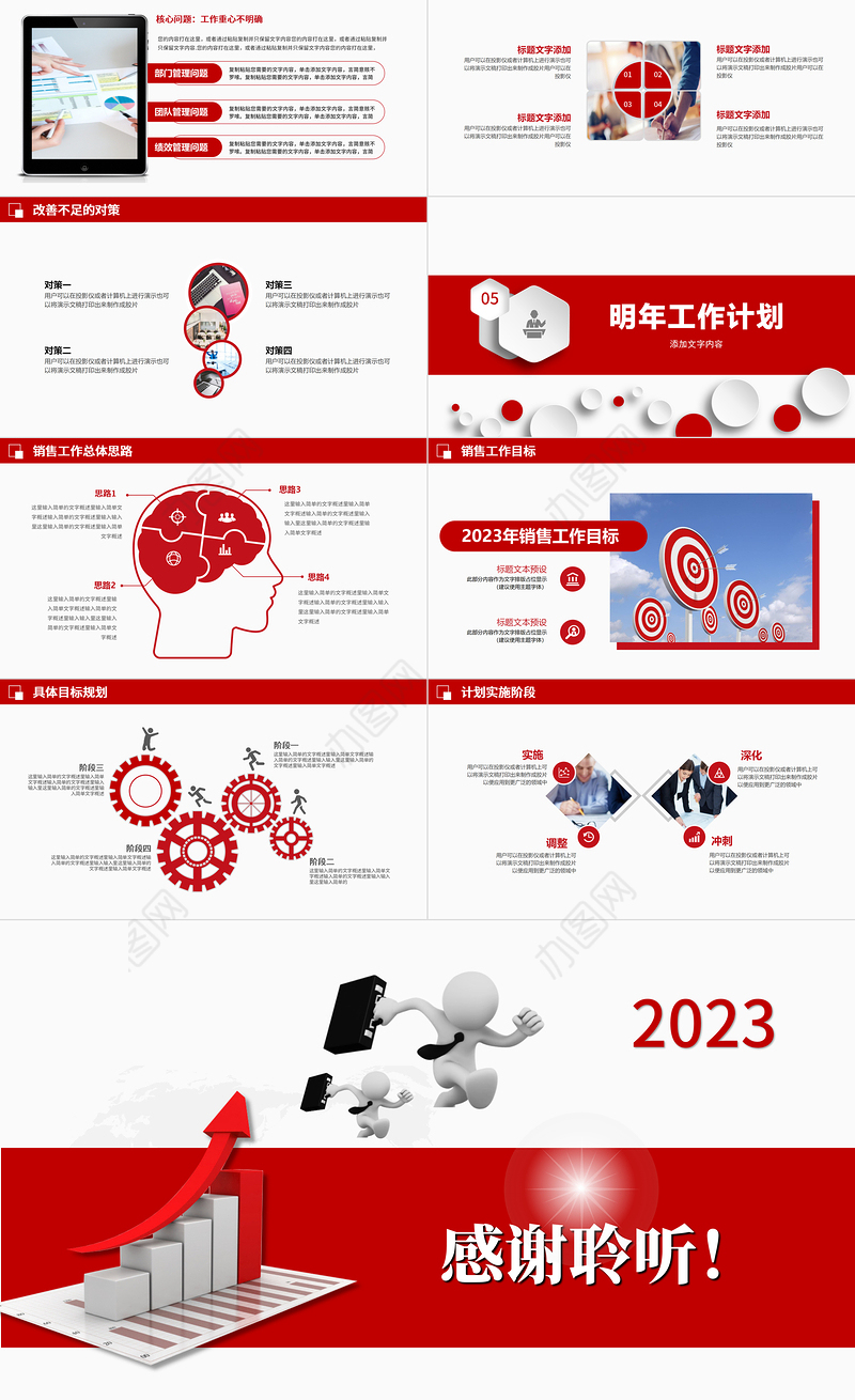 2023销售部工作汇报工作总结年终总结述职报告新年工作计划PPT模板