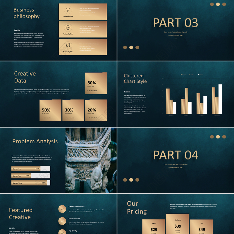 国潮古风烫金商提案PPT模板