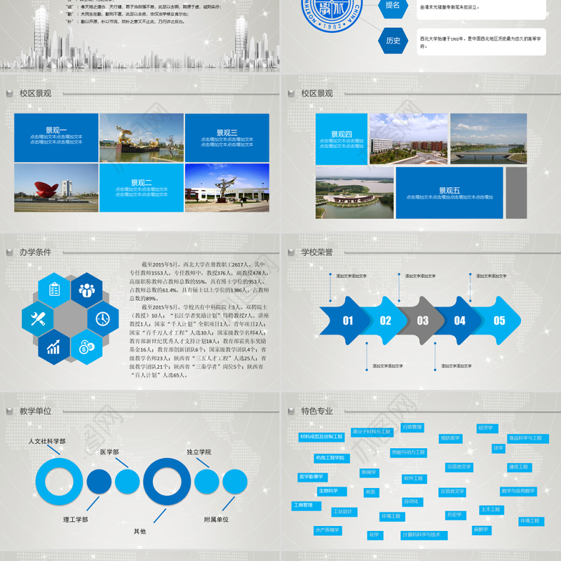 西北大学课件毕业论文答辩动态PPT模板