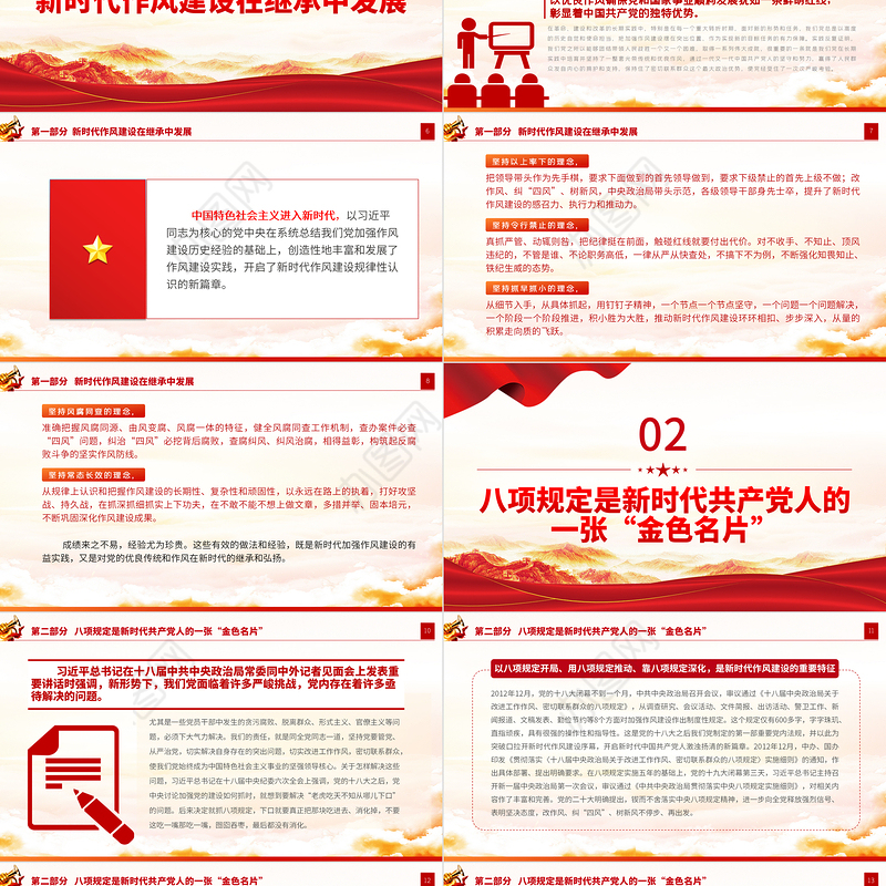 新时代作风建设的历史性成就PPT党政风党员干部作风建设学习教育专题党课课件