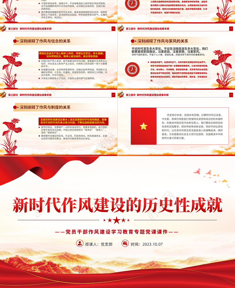 新时代作风建设的历史性成就PPT党政风党员干部作风建设学习教育专题党课课件