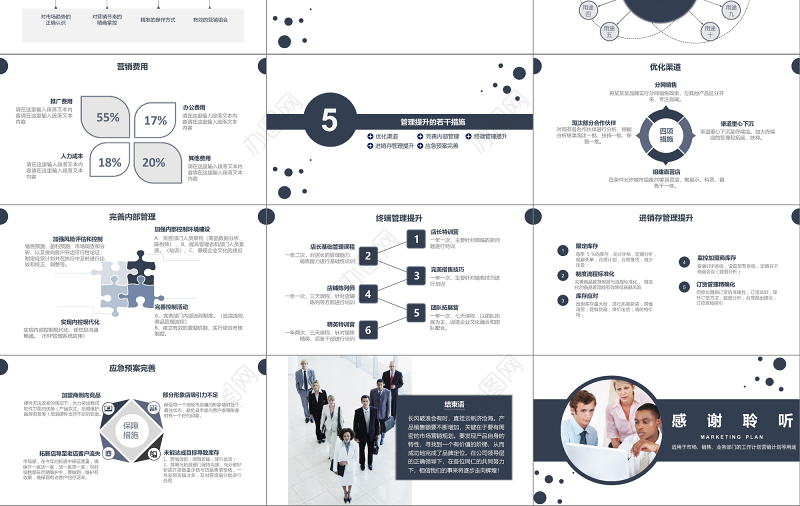 深蓝简约大气营销策划方案PPT模板