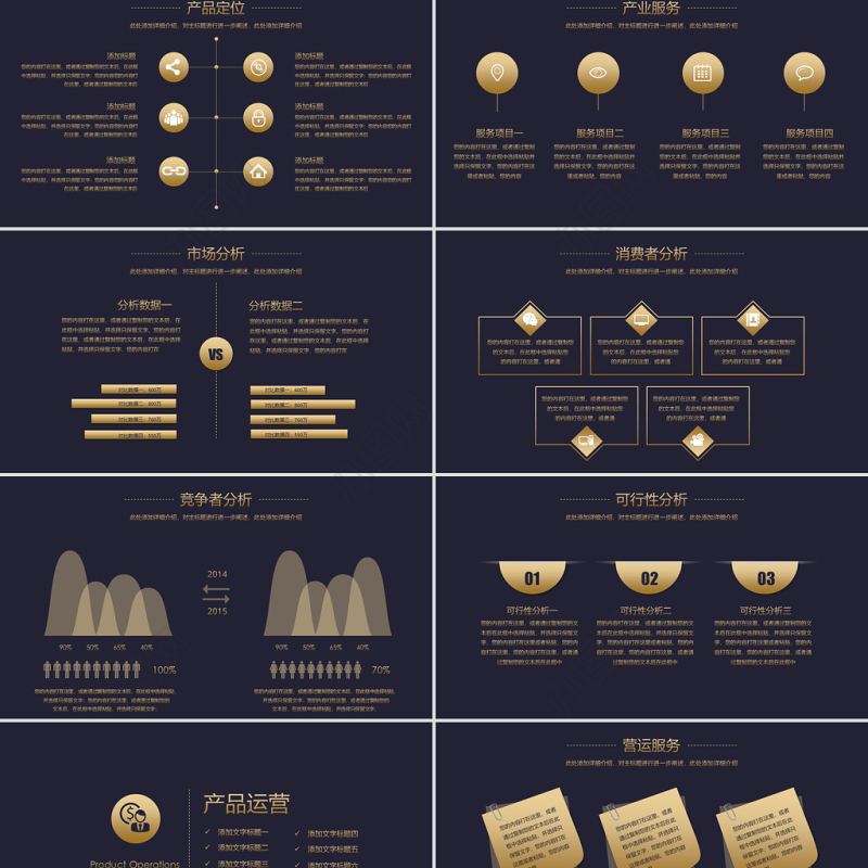 框架完整大气黑金商业策划书创业计划书PPT