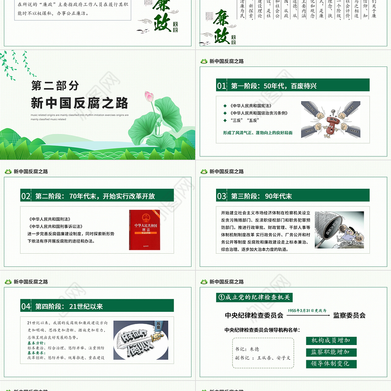 2021反腐倡廉纠风整纪PPT清新中国风党员干部清廉廉洁廉政党课课件