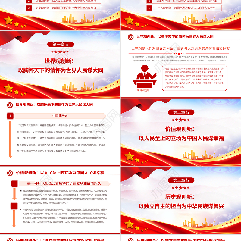 2023中国对世界现代化理论的重大创新PPT大气精美风党员干部学习教育专题党课课件