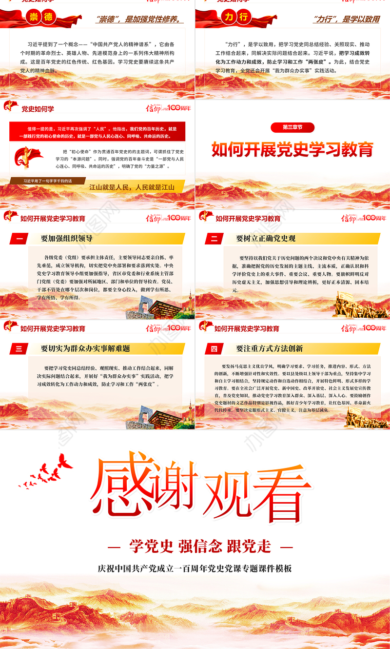 2021庆祝建党一百周年七一建党节简约辉煌百年史PPT