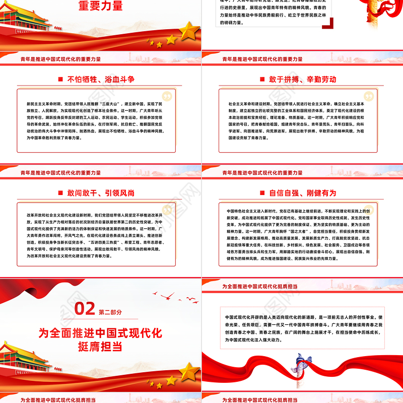 书写为中国式现代化挺膺担当的青春篇章PPT党政风发扬五四精神微党课