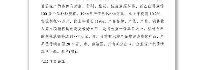 2021xx制药厂发展抗生素新品种项目评估报告