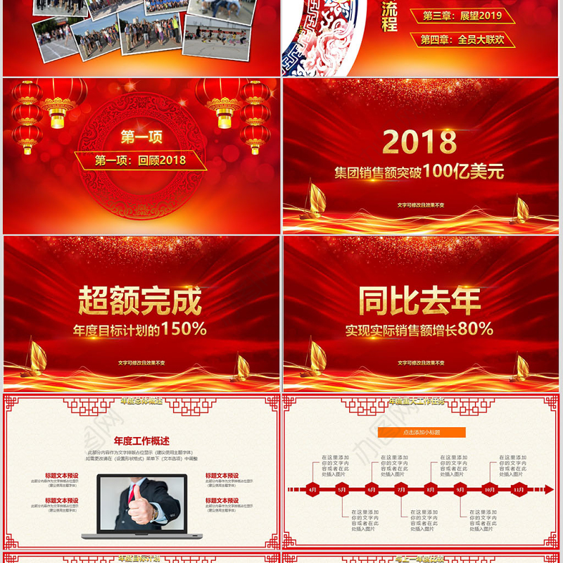 原创2019震撼年会开场PPT猪年颁奖晚会-版权可商用