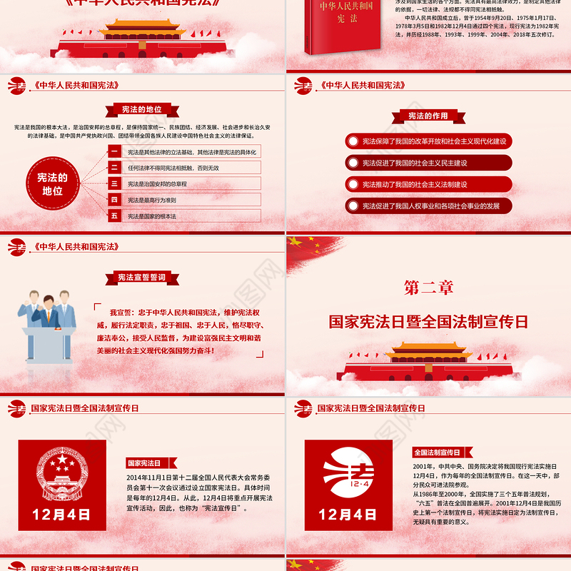 党建风国家宪法日宪法知识学习PPT模板