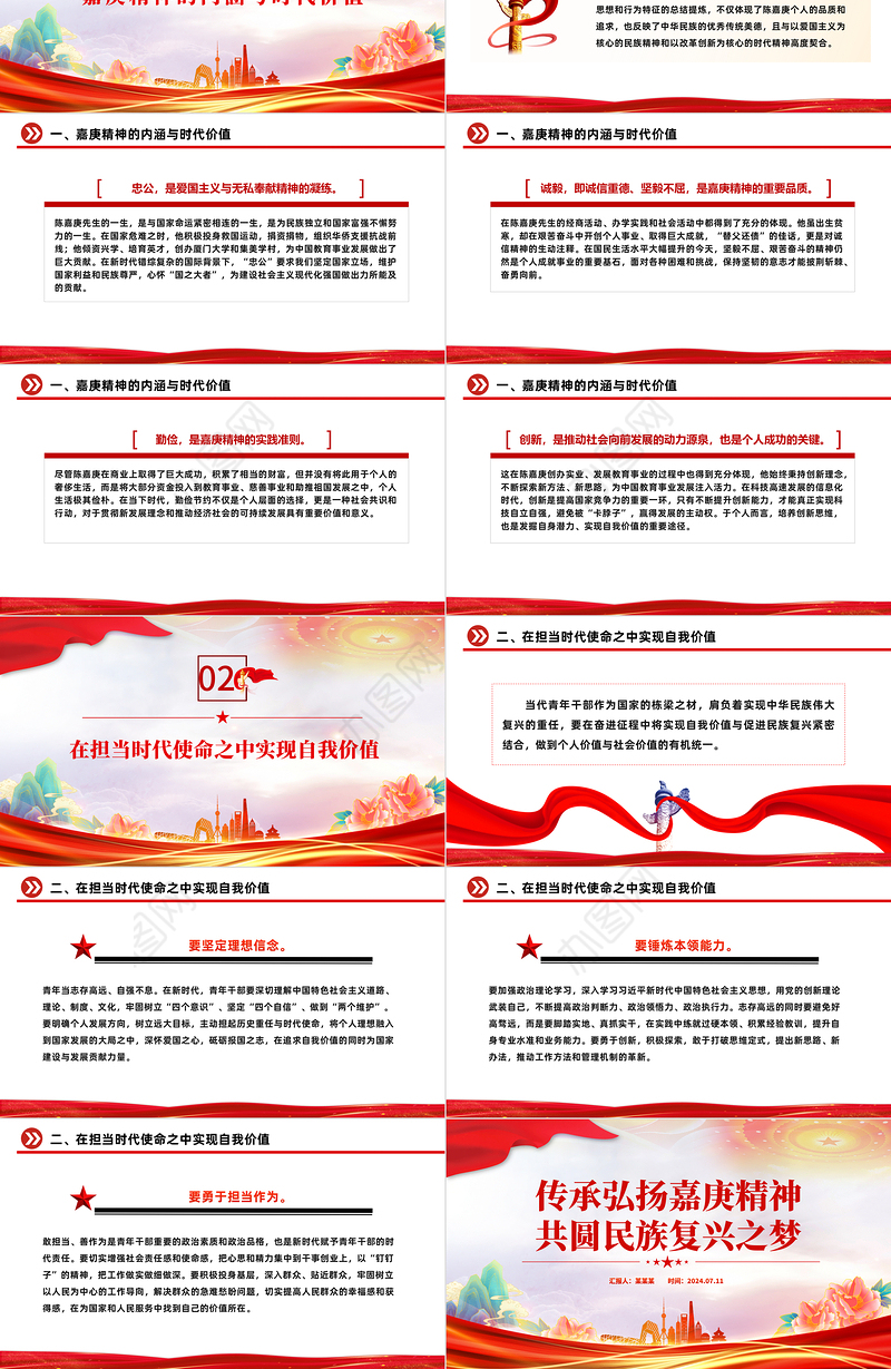 嘉庚精神PPT精美简洁传承弘扬嘉庚精神共圆民族复兴之梦微党课