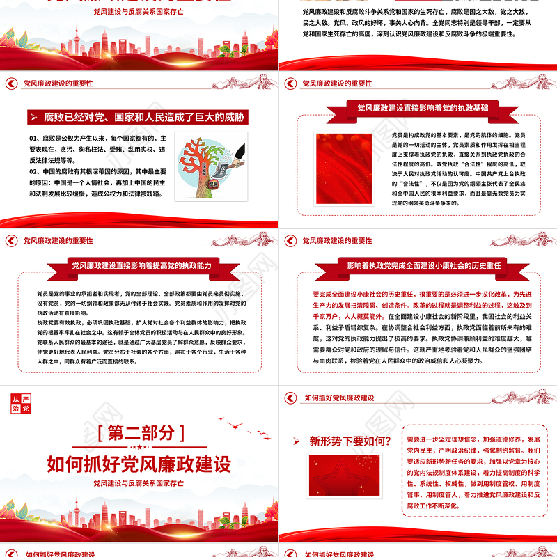 2022全面从严治党PPT简洁大气抓好党风廉政建设宣传教育月活动专题辅导党课课件