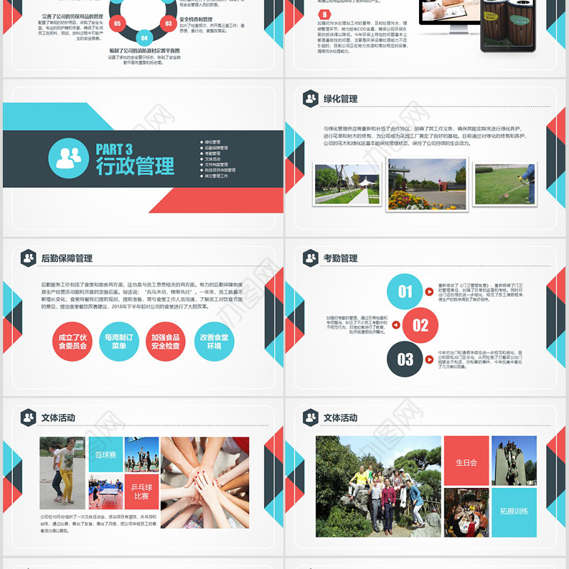 扁平简约行政人事部年终工作总结ppt模板