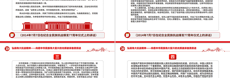 总书记关于弘扬伟大抗战精神重要论述PPT课件下载