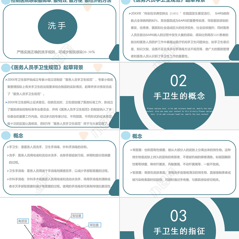 2022手卫生知识培训PPT创意清新医疗知识培训通用PPT模板下载.pptx
