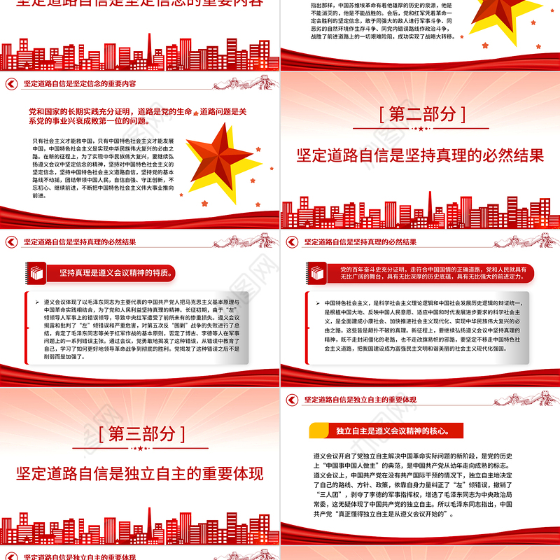 2023弘扬遵义会议精神 坚定道路自信PPT大气精美风党员干部学习教育专题党课课件