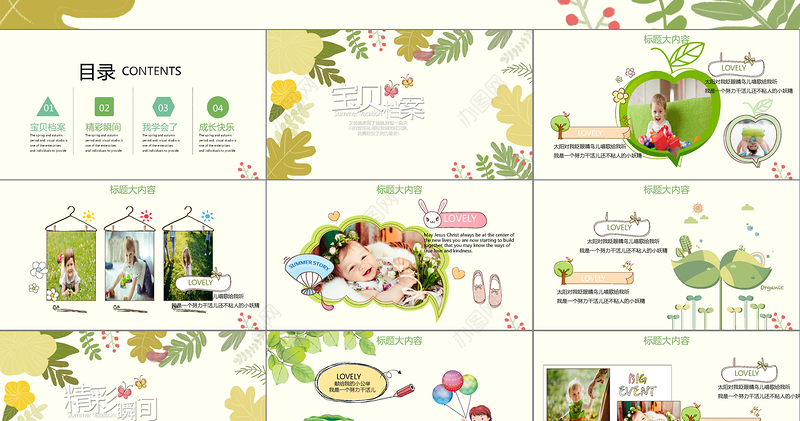 2019森系宝贝档案PPT模板