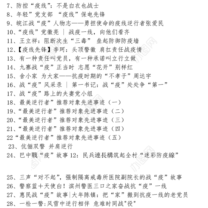 “疫”线最美逆行者—210篇范文教你写抗疫先进典型事迹众志成城抗击疫情