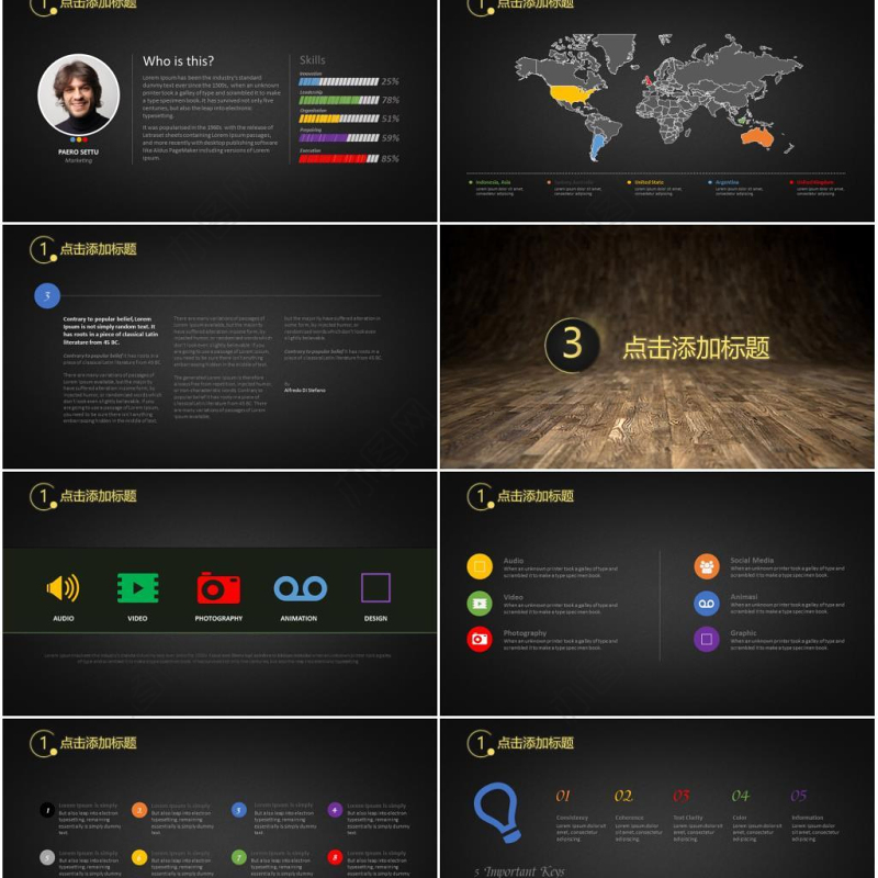 欧美商务工作总结会议报告ppt模版