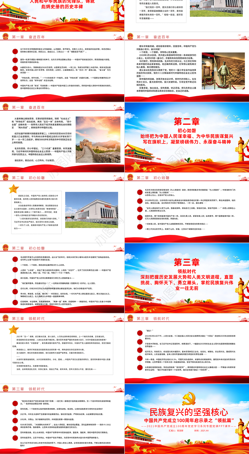 2021民族复兴的坚强核心PPT中国共产党成立100周年启示录之“领航篇”党课课件