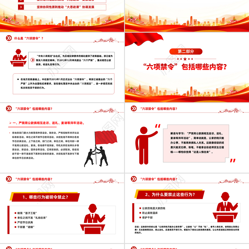 什么是中央六项禁令PPT精美简洁党的作风建设课件