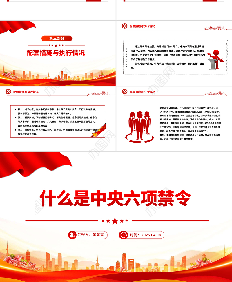 什么是中央六项禁令PPT精美简洁党的作风建设课件