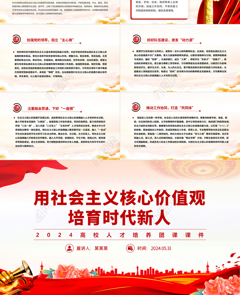 2024高校人才培养团课PPT党政风用社会主义核心价值观培育时代新人课件