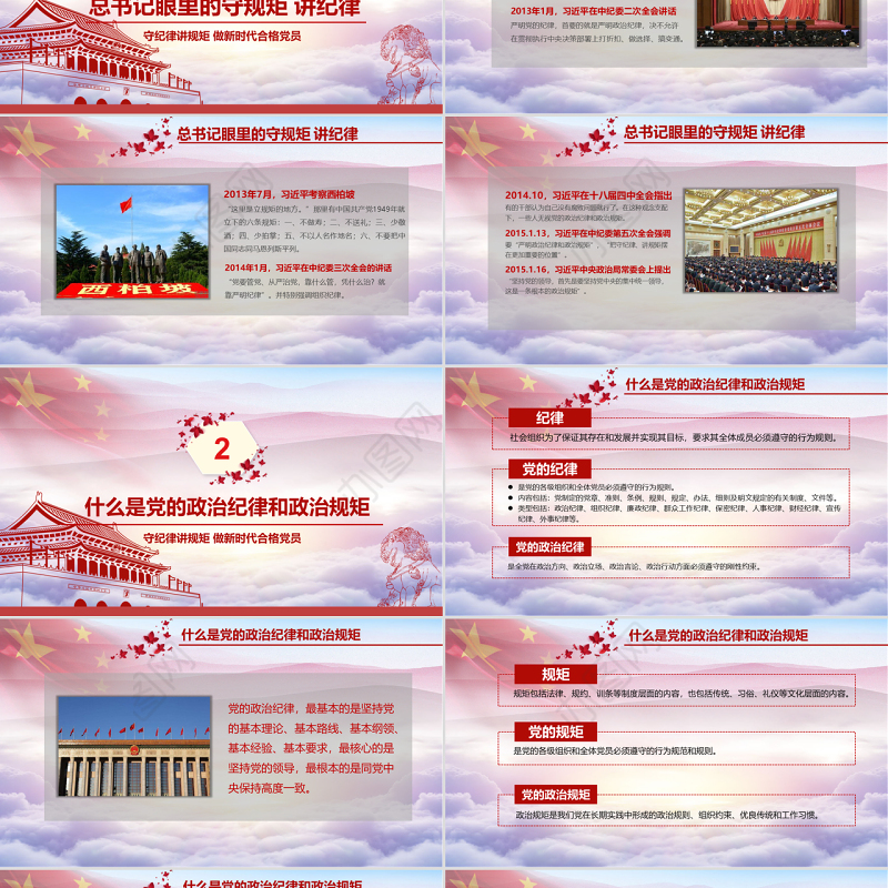 新时代合格党员党课守规矩讲纪律PPT模板