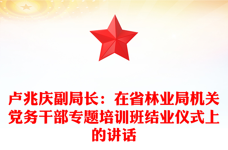 卢兆庆副局长：在省林业局机关党务干部专题培训班结业仪式上的讲话