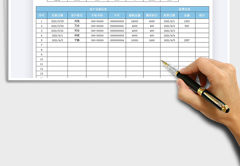 2022会员消费记录表免费下载