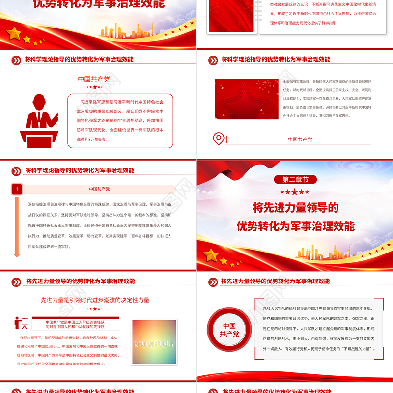 2023将军事制度优势转化为军事治理效能PPT大气精美风党员干部学习教育专题党课课件