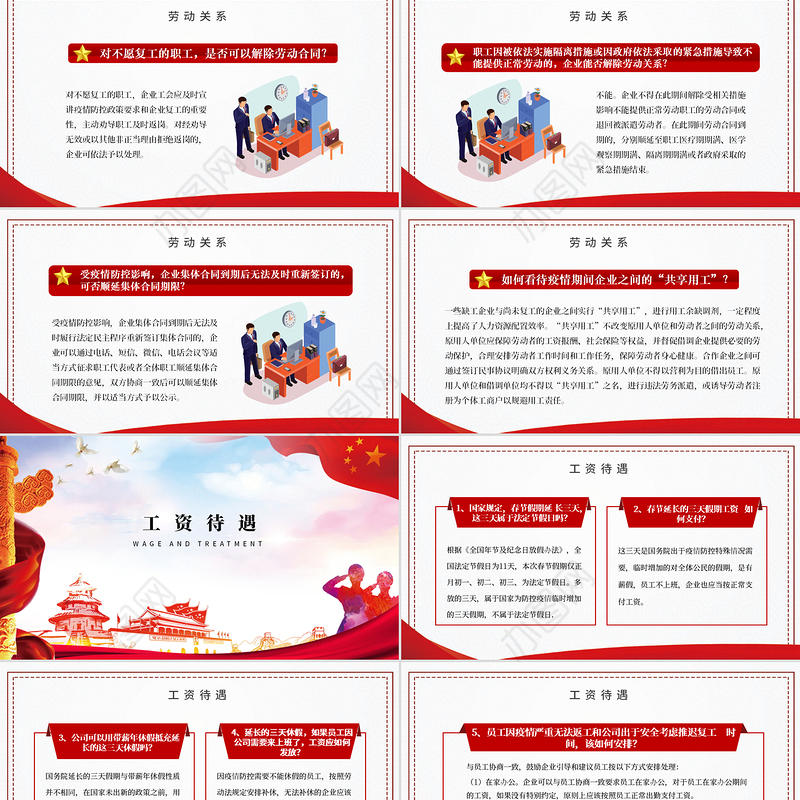 2020疫情党课新型冠状病毒肺炎疫情期间企业复工复产享受的补贴和利好政策红色商务PPT
