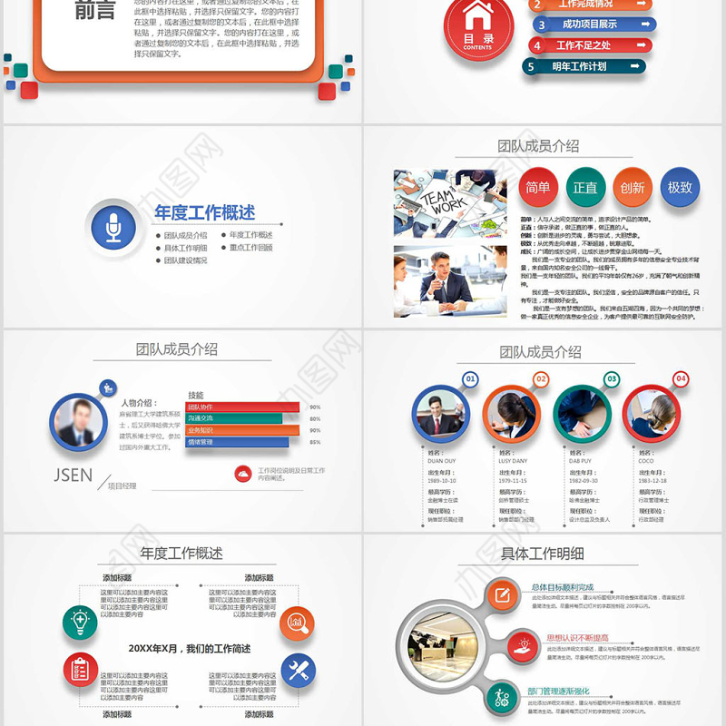 述职报告新年计划工作总结通用PPT
