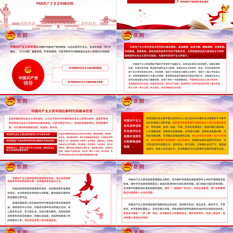 新时代的共青团员PPT深入学习中国共产主义青年团章程专题课件模板