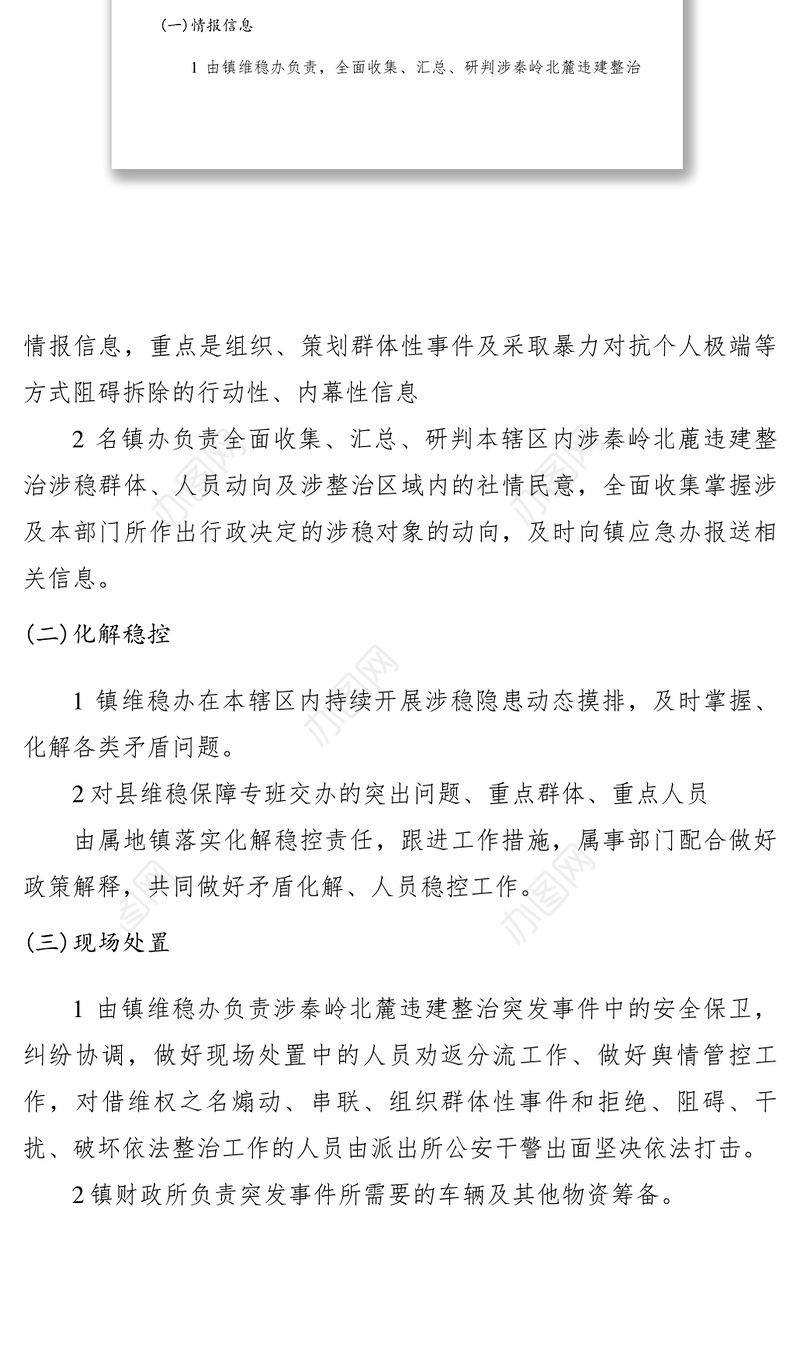 2021【工作方案】乡镇涉秦岭北麓违建整治突发事件应急处置预案