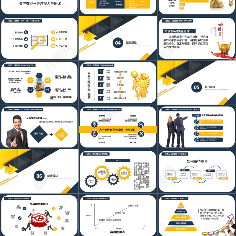 简约高效能人士的七个习惯培训通用ppt模板