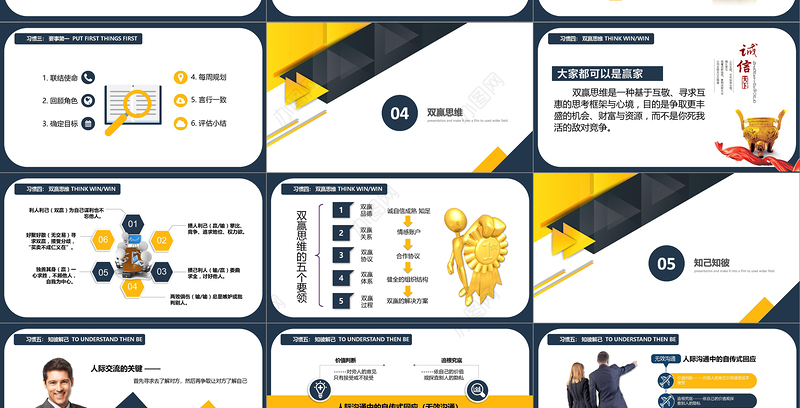 简约高效能人士的七个习惯培训通用ppt模板