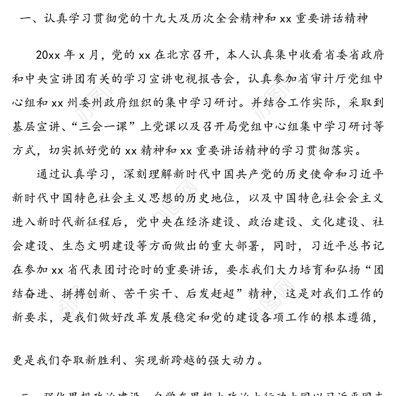 审计局党组书记局长20xx年述职述廉述德报告范文