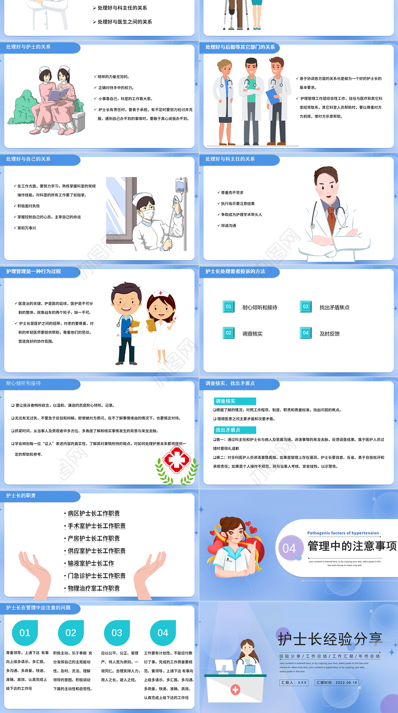 2022护士长工作经验分享PPT简约风医院护士长日常护理经验分享会课件模板