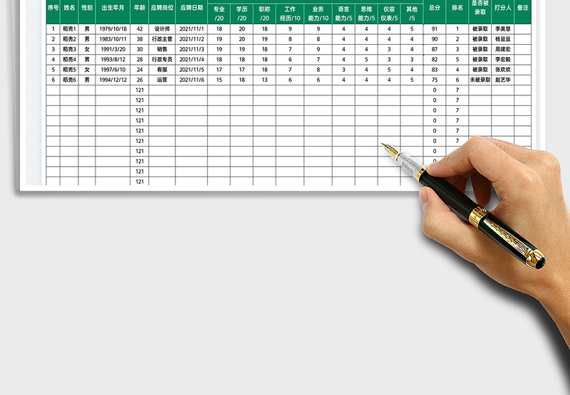 2021面试打分表免费下载