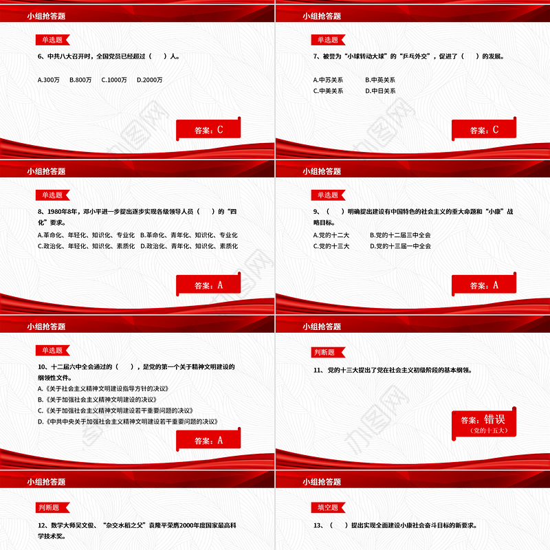 2021党史知识竞答PPT庆祝建党100周年党史知识竞赛PPT模板